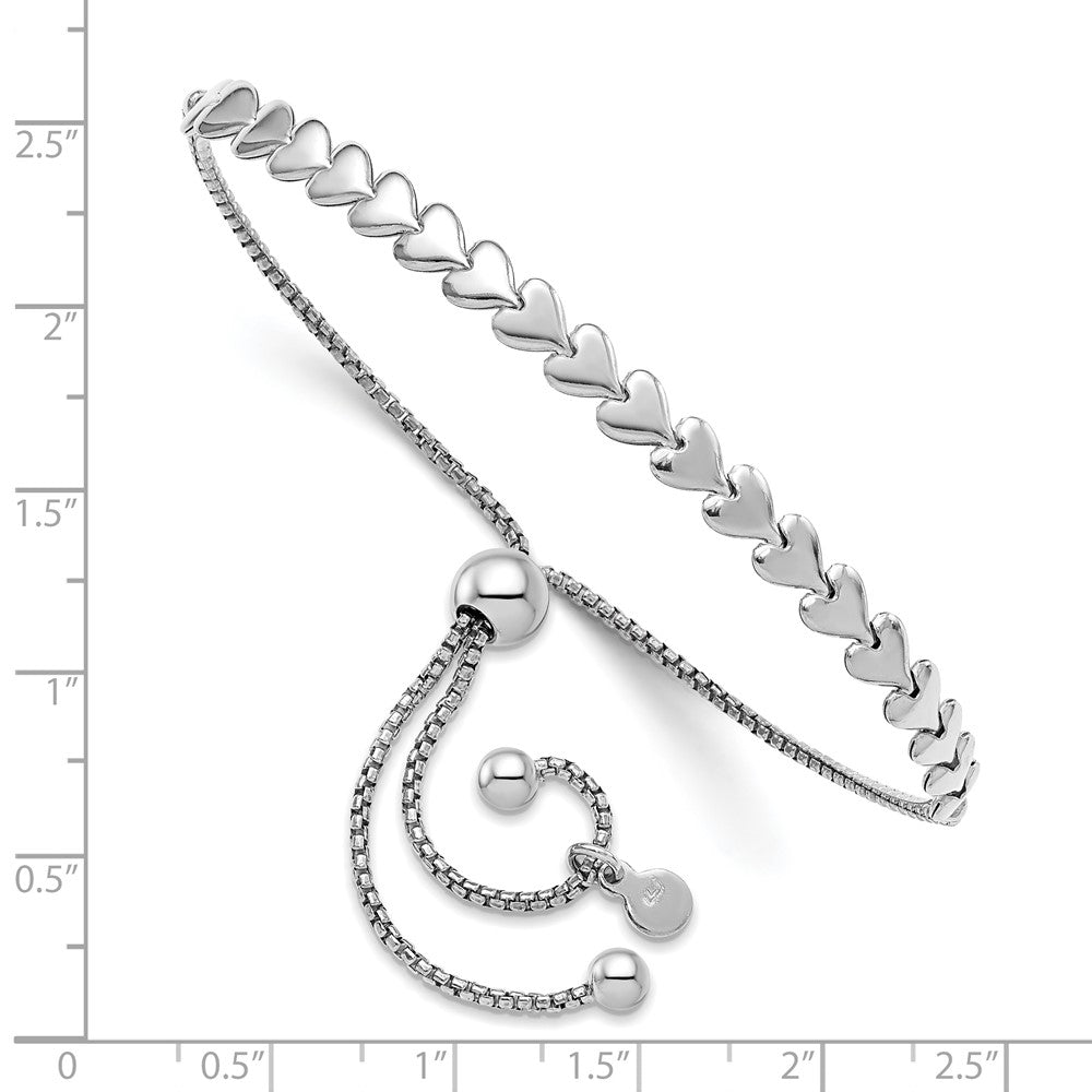 FJC Finejewelers 925 Sterling Silver Box Rhodium Plated Polished Heart Bolo Bracelet 4.5 mm