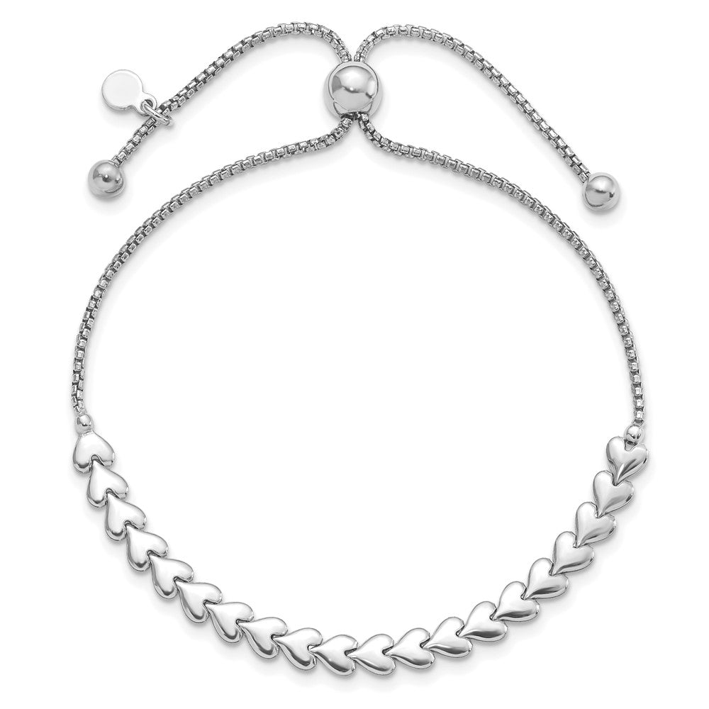 FJC Finejewelers 925 Sterling Silver Box Rhodium Plated Polished Heart Bolo Bracelet 4.5 mm