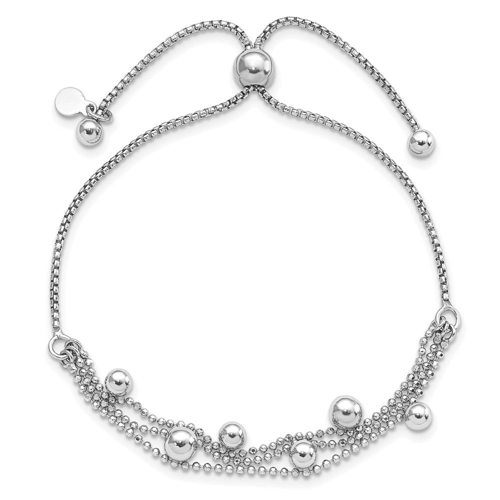 FJC Finejewelers 925 Sterling Silver Box Rhodium Plated Beaded Multi-strand Bolo Bracelet 5 mm