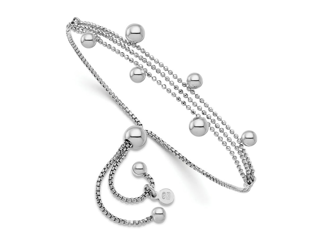 FJC Finejewelers 925 Sterling Silver Box Rhodium Plated Beaded Multi-strand Bolo Bracelet 5 mm