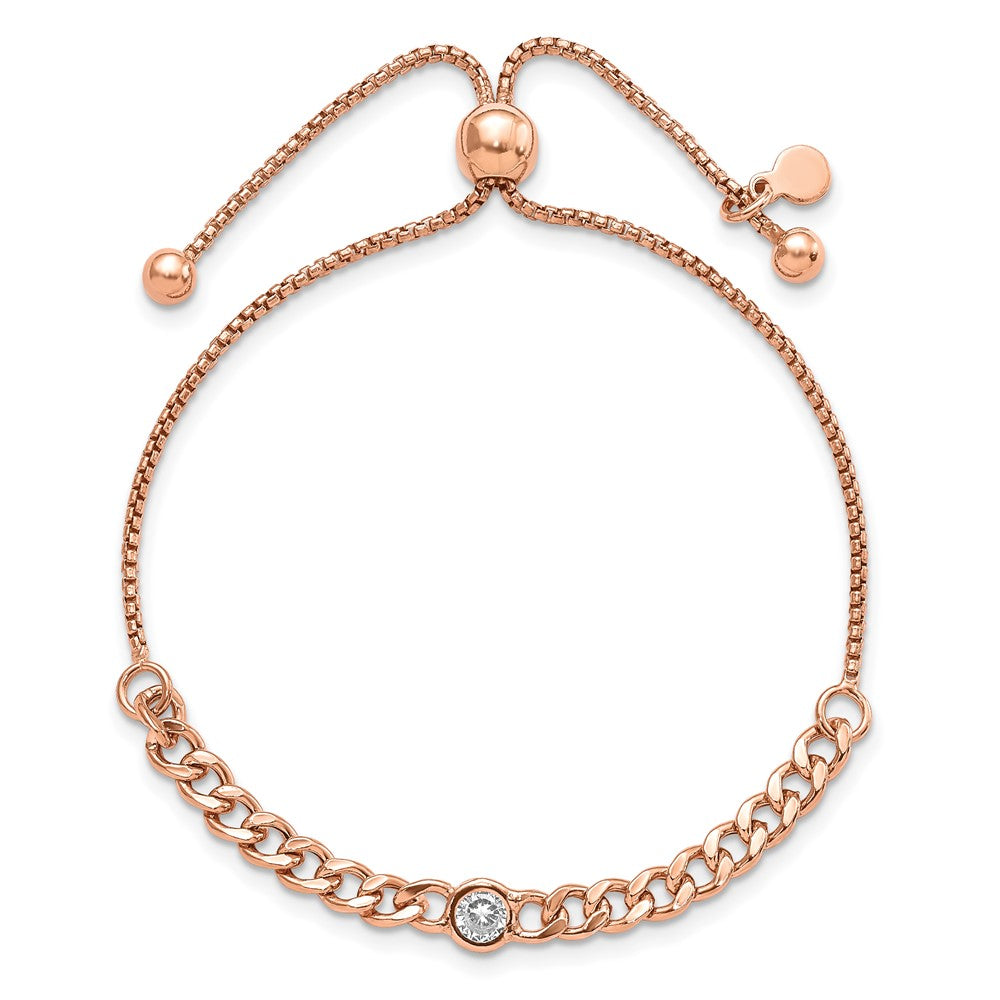 FJC Finejewelers 925 Sterling Silver Rose-tone Polished CZ Bolo Bracelet 5.35 mm