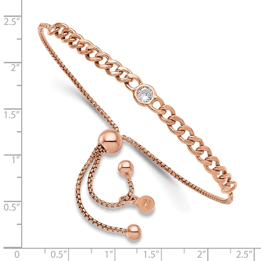 FJC Finejewelers 925 Sterling Silver Rose-tone Polished CZ Bolo Bracelet 5.35 mm
