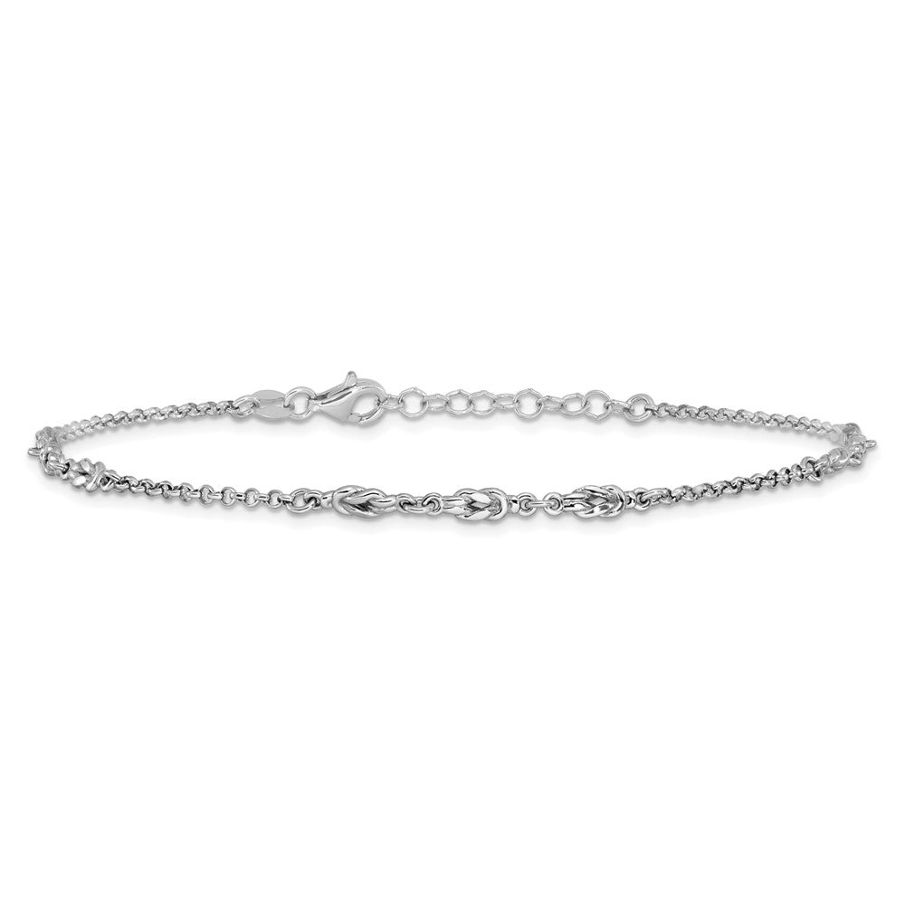 FJC Finejewelers 925 Sterling Silver Rolo Rhodium Plated with 1in ext Anklet 10 Inches x 3 mm