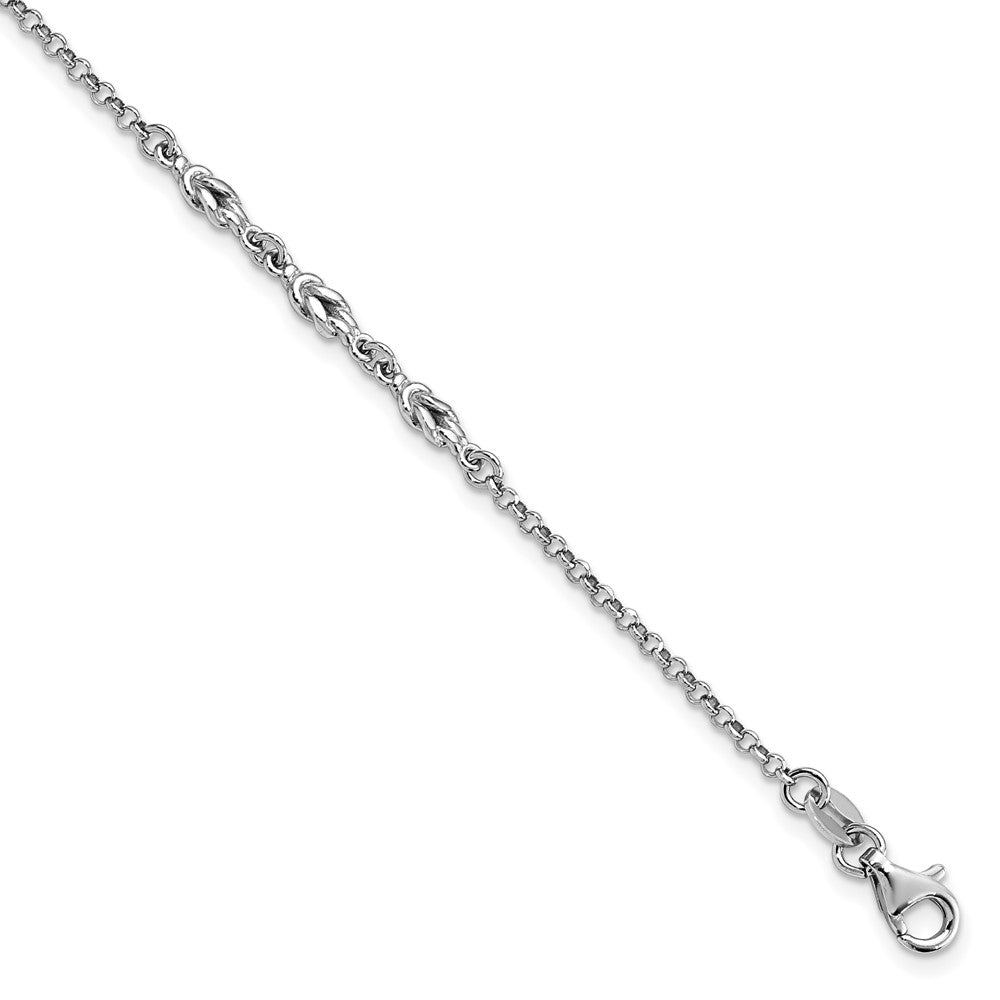 FJC Finejewelers 925 Sterling Silver Rolo Rhodium Plated with 1in ext Anklet 10 Inches x 3 mm