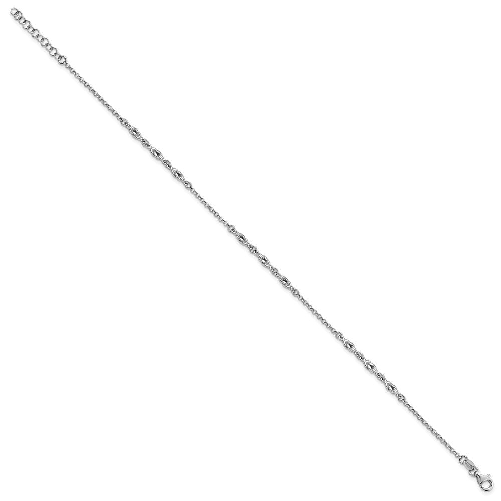 FJC Finejewelers 925 Sterling Silver Rolo Rhodium Plated with 1in ext Anklet 10 Inches x 3 mm