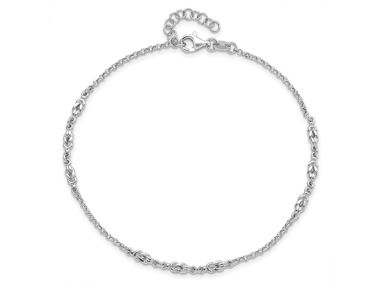 FJC Finejewelers 925 Sterling Silver Rolo Rhodium Plated with 1in ext Anklet 10 Inches x 3 mm