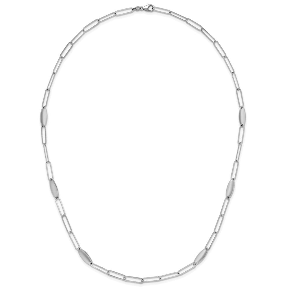 FJC Finejewelers 925 Sterling Silver Rhodium Plated Polished Flat Oval Link Necklace 24 Inches x 9 mm