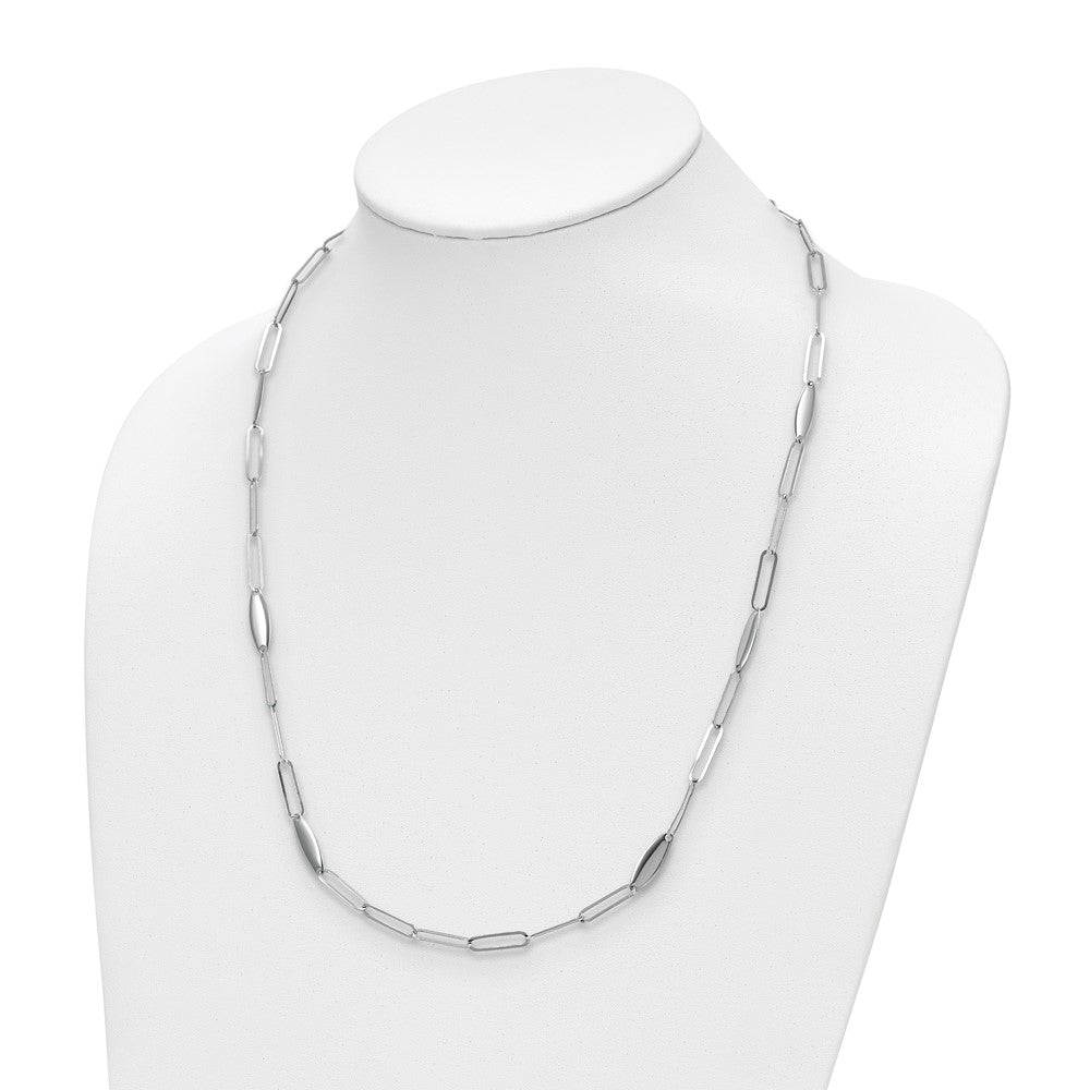 FJC Finejewelers 925 Sterling Silver Rhodium Plated Polished Flat Oval Link Necklace 24 Inches x 9 mm