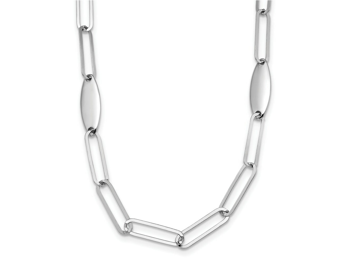 FJC Finejewelers 925 Sterling Silver Rhodium Plated Polished Flat Oval Link Necklace 24 Inches x 9 mm