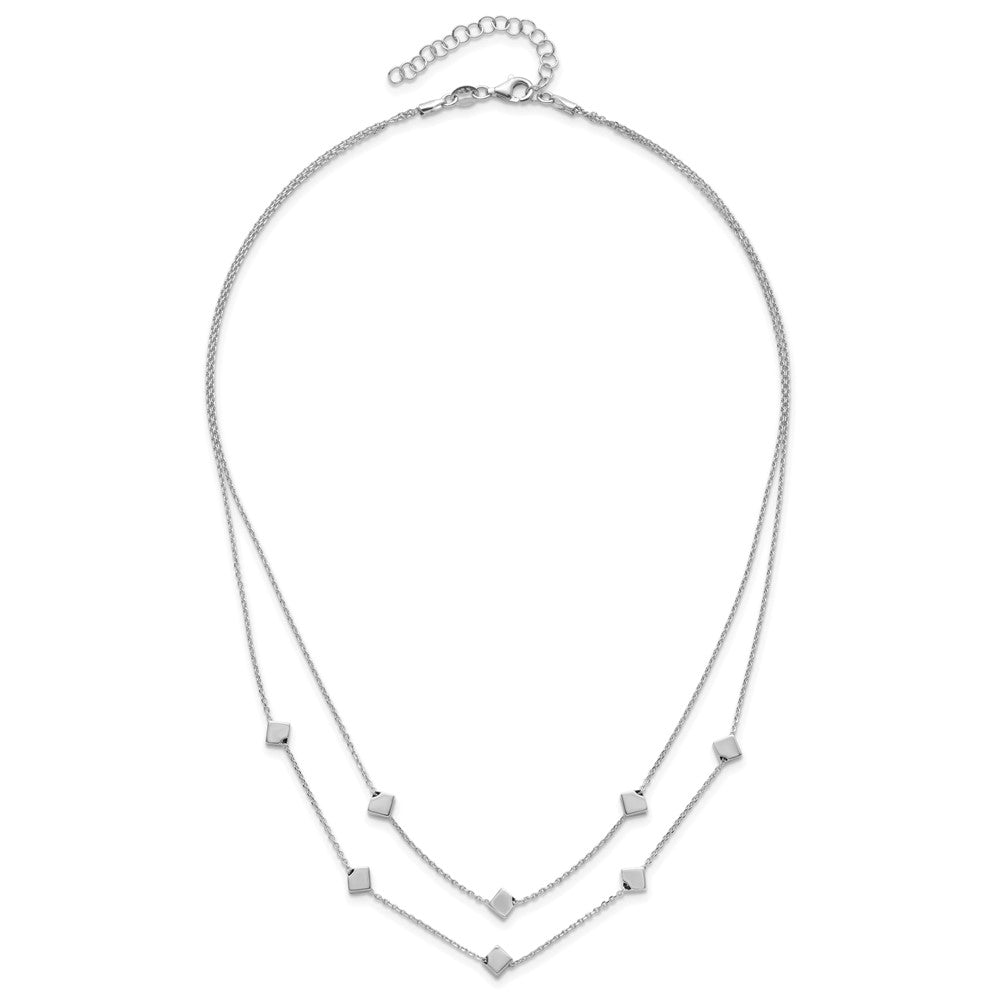 FJC Finejewelers 925 Sterling Silver Cable Rhod-pl Multi-strand Beaded with 2in ext. Necklace 16 Inches x 5 mm