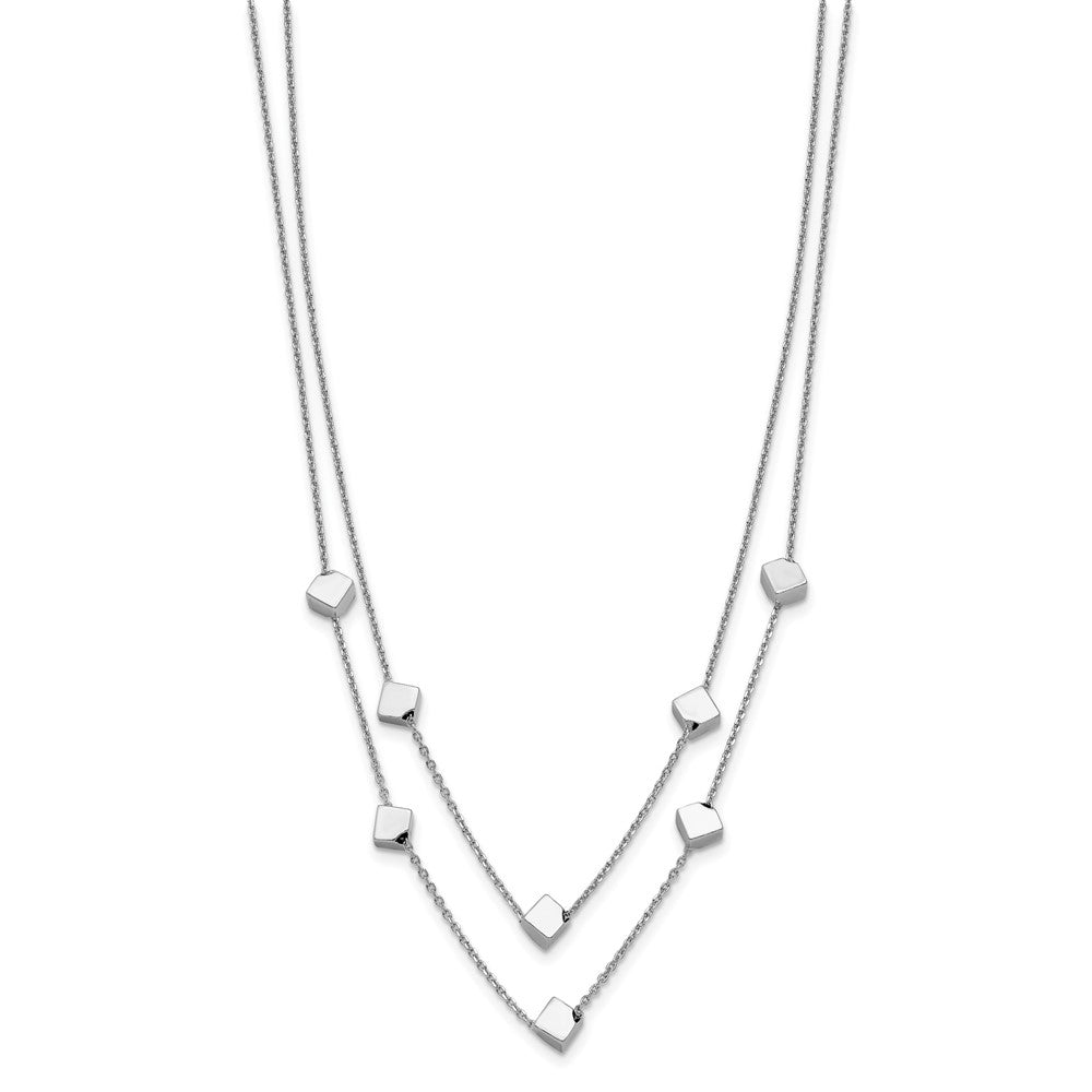FJC Finejewelers 925 Sterling Silver Cable Rhod-pl Multi-strand Beaded with 2in ext. Necklace 16 Inches x 5 mm