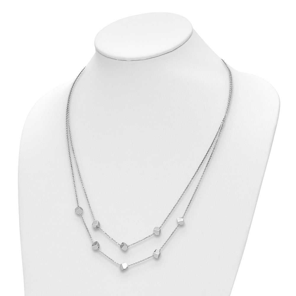 FJC Finejewelers 925 Sterling Silver Cable Rhod-pl Multi-strand Beaded with 2in ext. Necklace 16 Inches x 5 mm