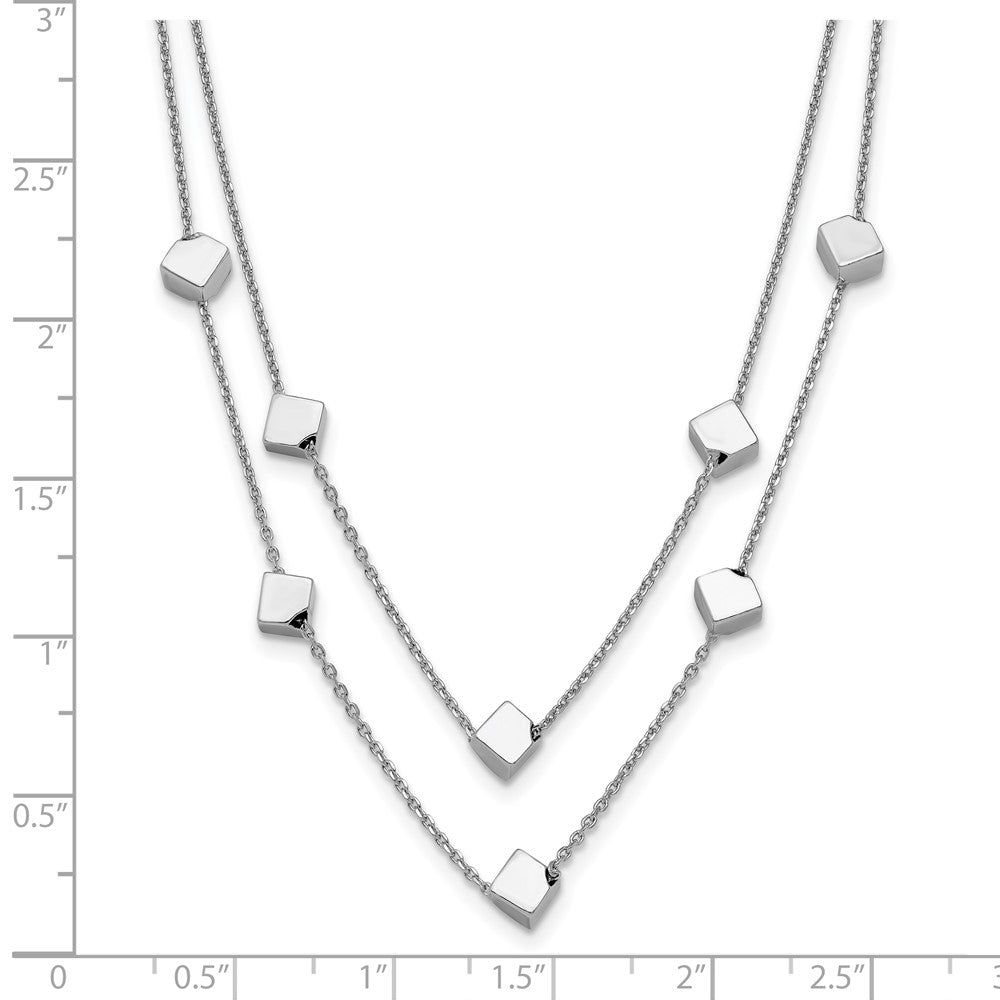 FJC Finejewelers 925 Sterling Silver Cable Rhod-pl Multi-strand Beaded with 2in ext. Necklace 16 Inches x 5 mm