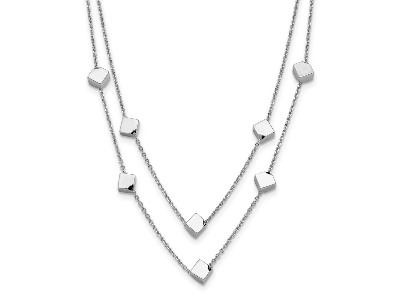 FJC Finejewelers 925 Sterling Silver Cable Rhod-pl Multi-strand Beaded with 2in ext. Necklace 16 Inches x 5 mm
