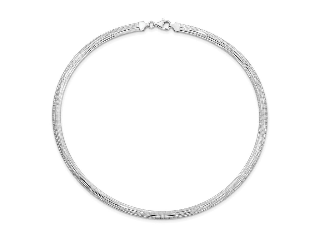 FJC Finejewelers 925 Sterling Silver Bright Cut Omega d Polished Textured Reversible Necklace 17 Inches