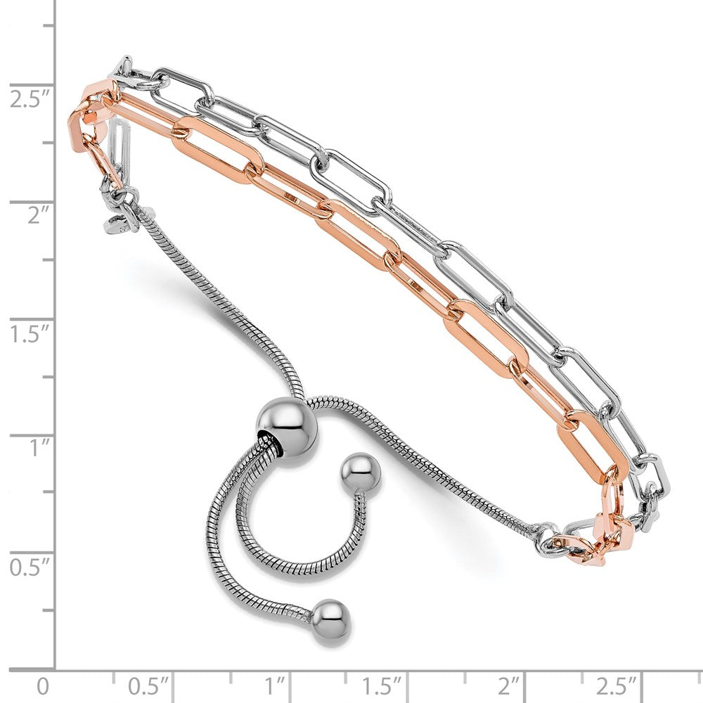 FJC Finejewelers 925 Sterling Silver Rhodium and Flash Rose-Tone 2-strand Bolo Bracelet