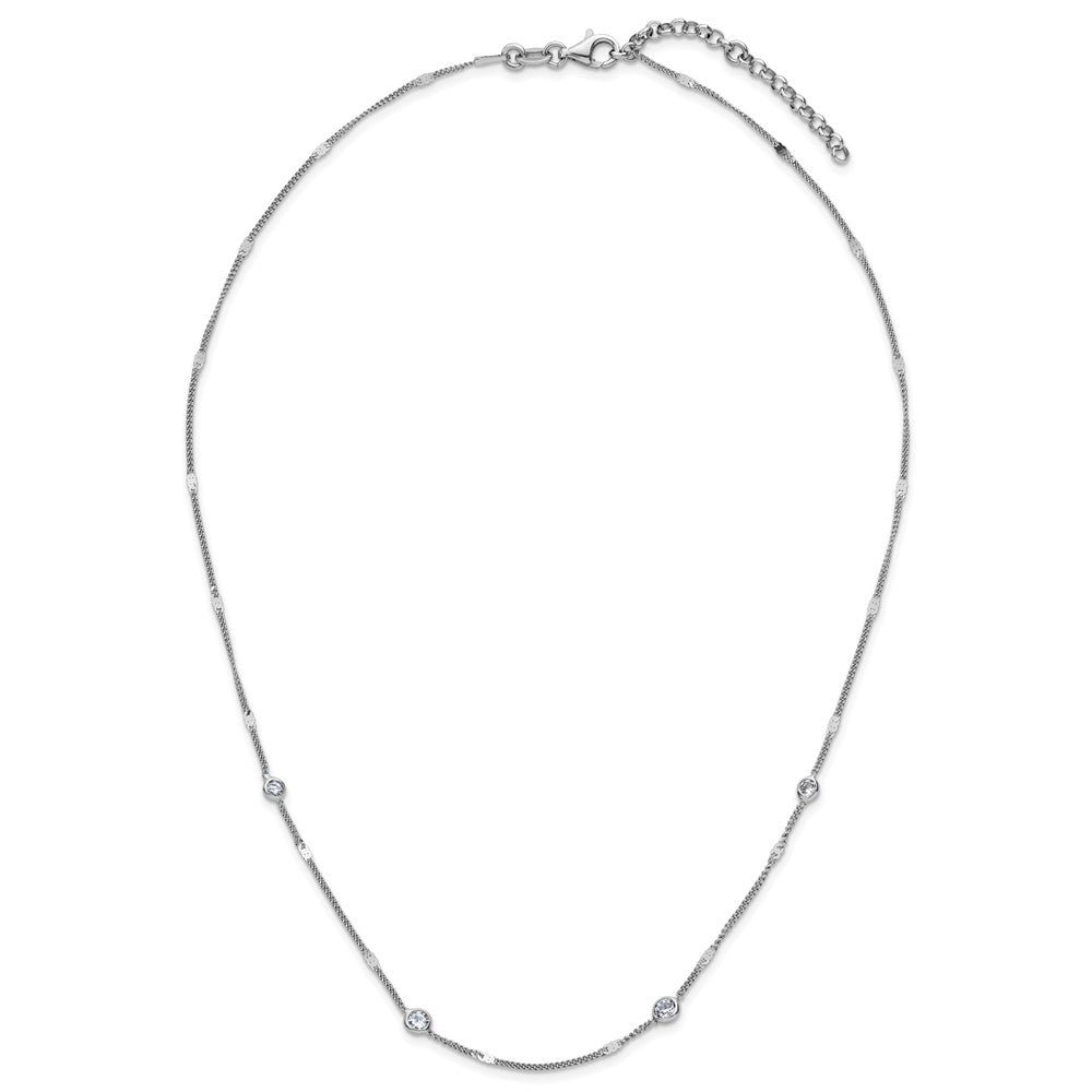 FJC Finejewelers 925 Sterling Silver Curb Rhodium Plated CZ with 2in ext. Necklace 16 Inches x 4 mm
