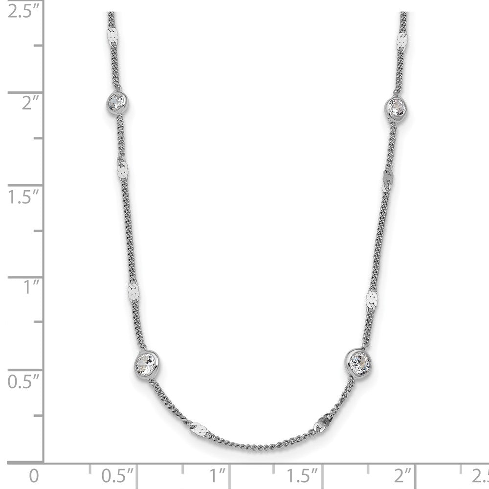 FJC Finejewelers 925 Sterling Silver Curb Rhodium Plated CZ with 2in ext. Necklace 16 Inches x 4 mm