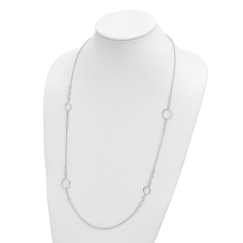 FJC Finejewelers 925 Sterling Silver Rolo Rhodium Plated Polished Necklace 31 Inches x 15 mm