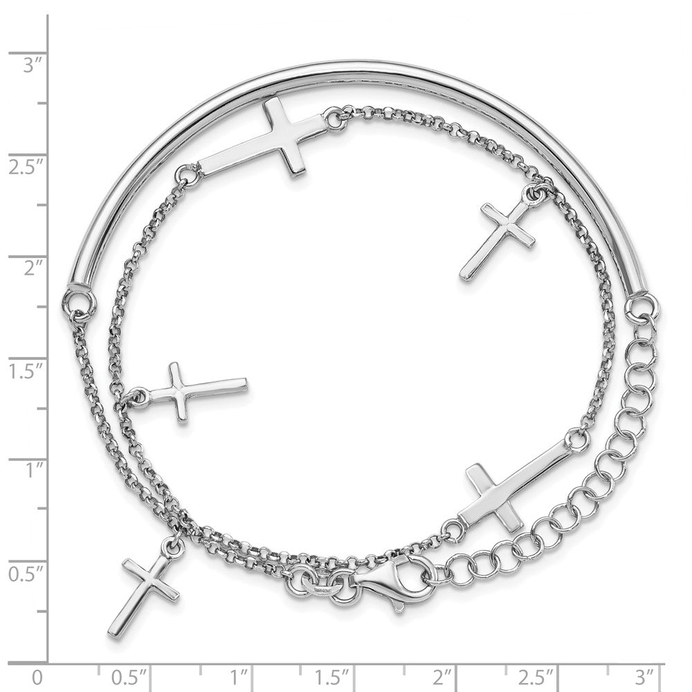 FJC Finejewelers 925 Sterling Silver Cable Polished Crosses with 2in ext. Wrap Bracelet 13 Inches x 10 mm