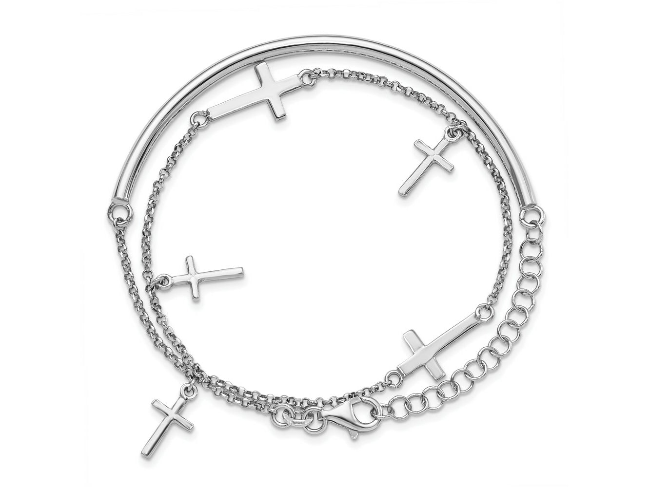 FJC Finejewelers 925 Sterling Silver Cable Polished Crosses with 2in ext. Wrap Bracelet 13 Inches x 10 mm