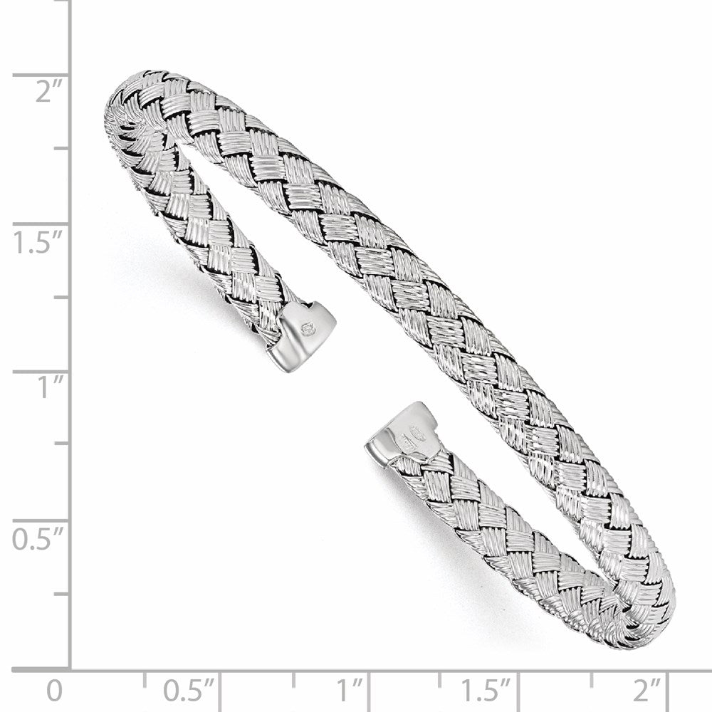 FJC Finejewelers 925 Sterling Silver Polished Woven Cuff Bangle 7 Inches x 3.5 mm