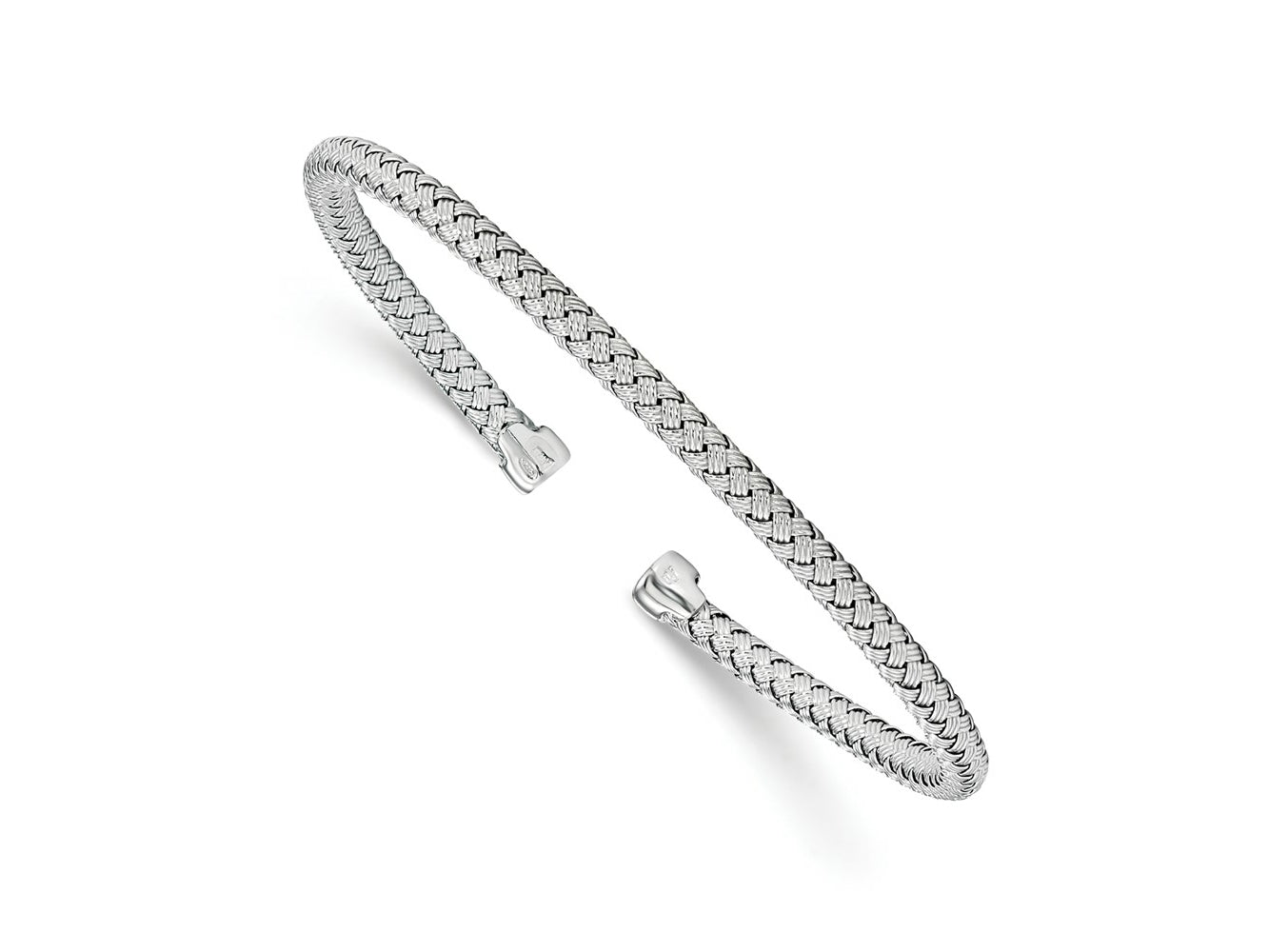 FJC Finejewelers 925 Sterling Silver Polished Woven Cuff Bangle 7 Inches x 3.5 mm