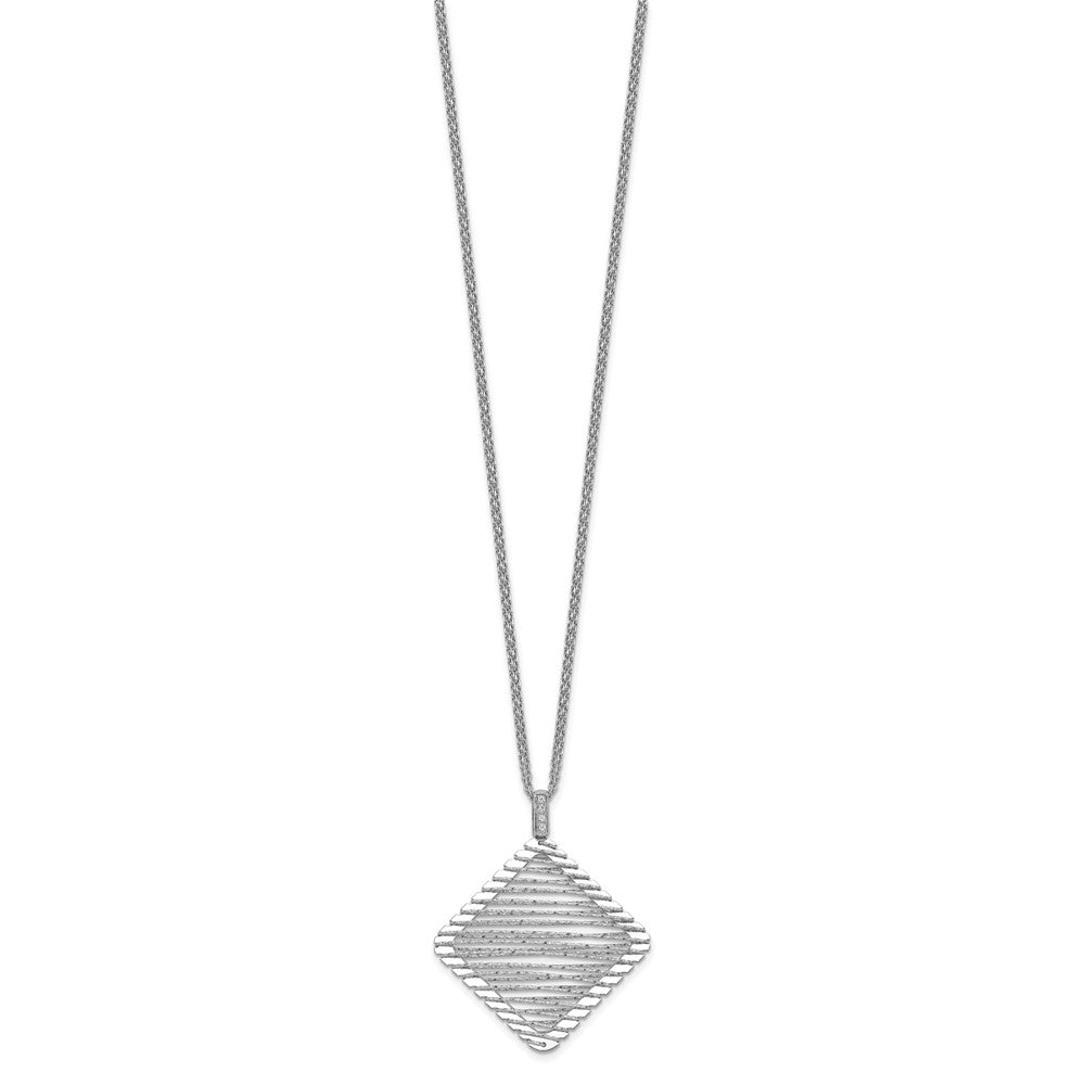 FJC Finejewelers 925 Sterling Silver Fancy Rhodium Plated CZ Necklace 38 mm