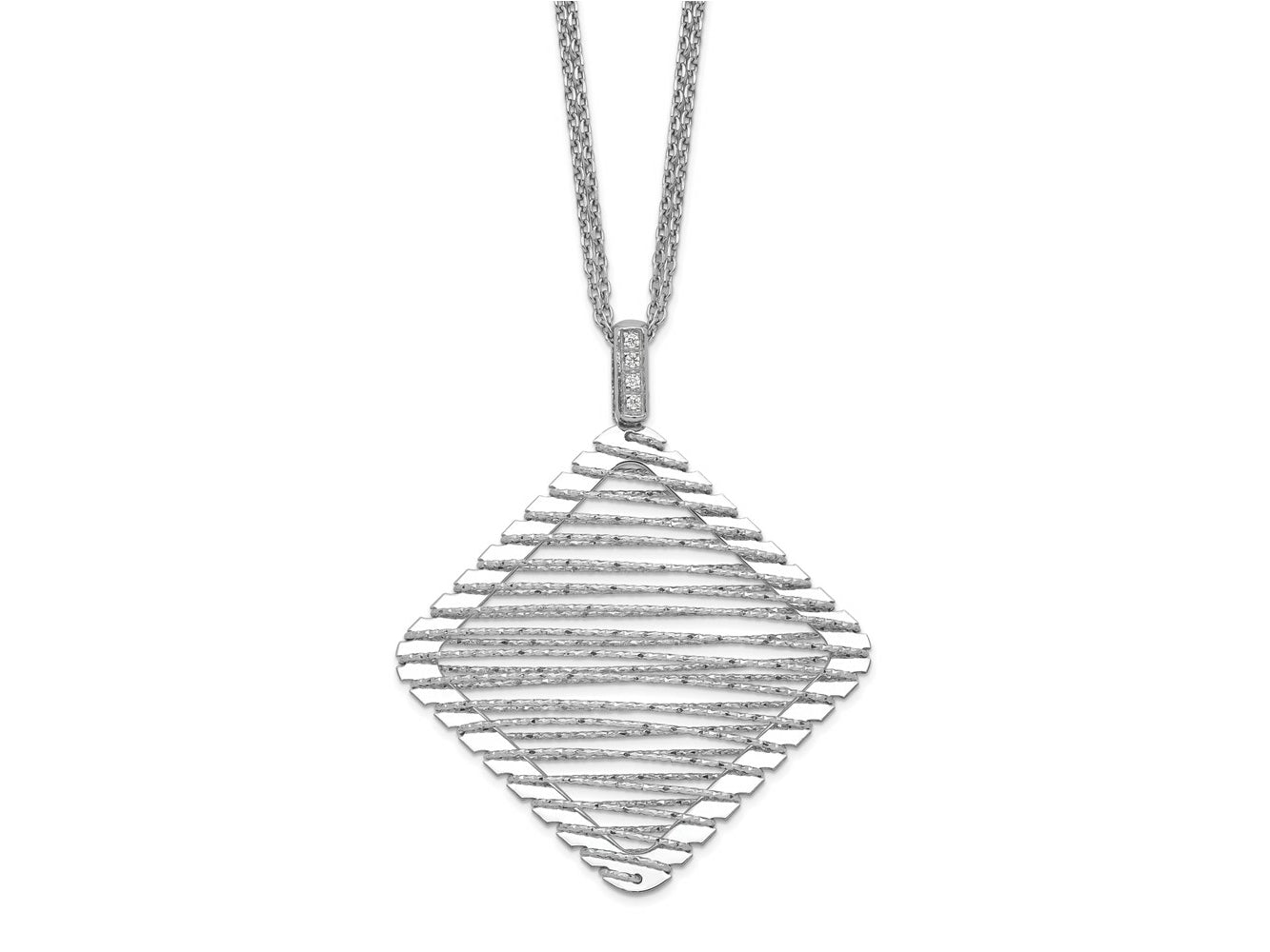 FJC Finejewelers 925 Sterling Silver Fancy Rhodium Plated CZ Necklace 38 mm