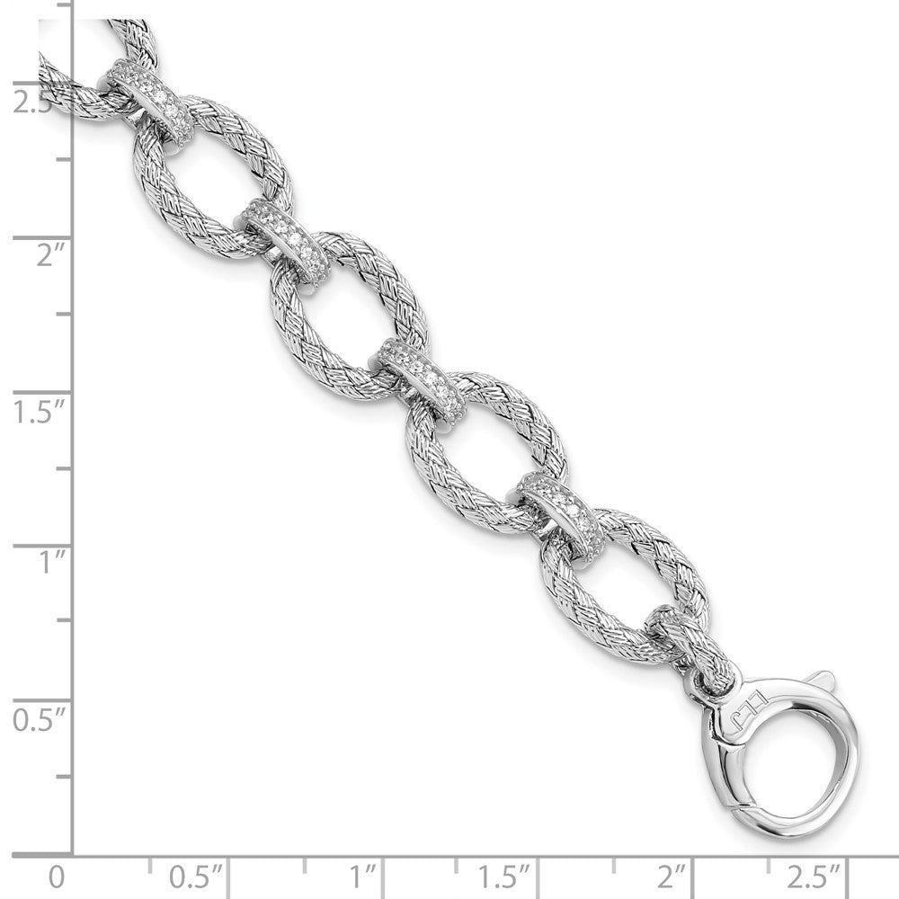 FJC Finejewelers 925 Sterling Silver Fancy Rhodium Plated CZ Woven Link Bracelet 7.25 Inches x 11 mm