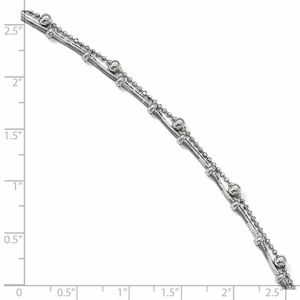 FJC Finejewelers 925 Sterling Silver Ball Double Strand with .5in ext. Anklet 9 Inches