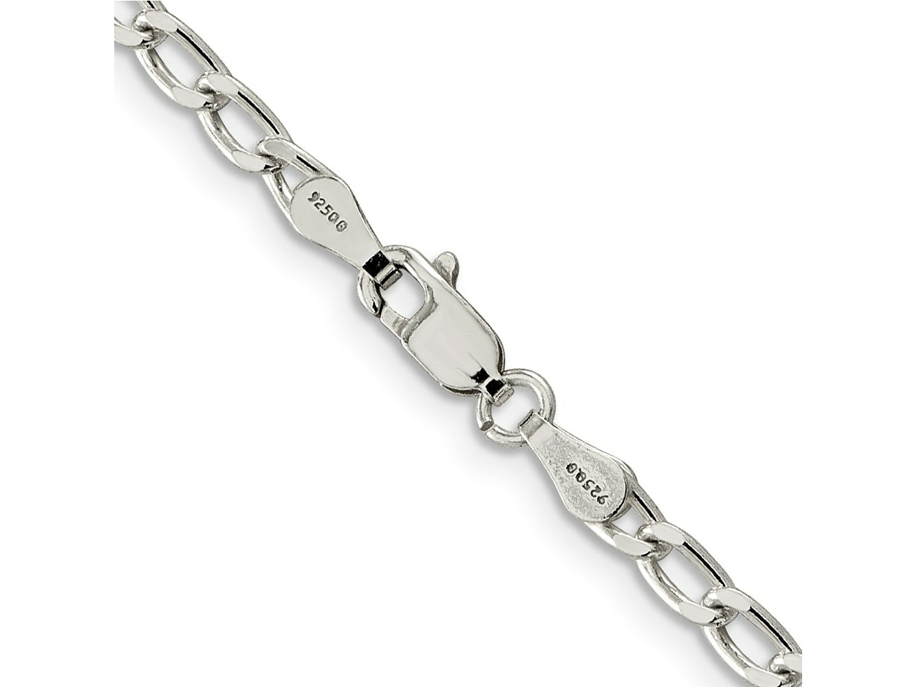 FJC Finejewelers 925 Sterling Silver Cable Open Elongated Link Chain Bracelet Anklet 9 Inches x 3.2 mm