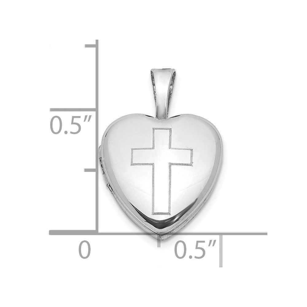 FJC Finejewelers 925 Sterling Silver Rhodium Plated Polished Cross Heart Locket 18 x 12 mm