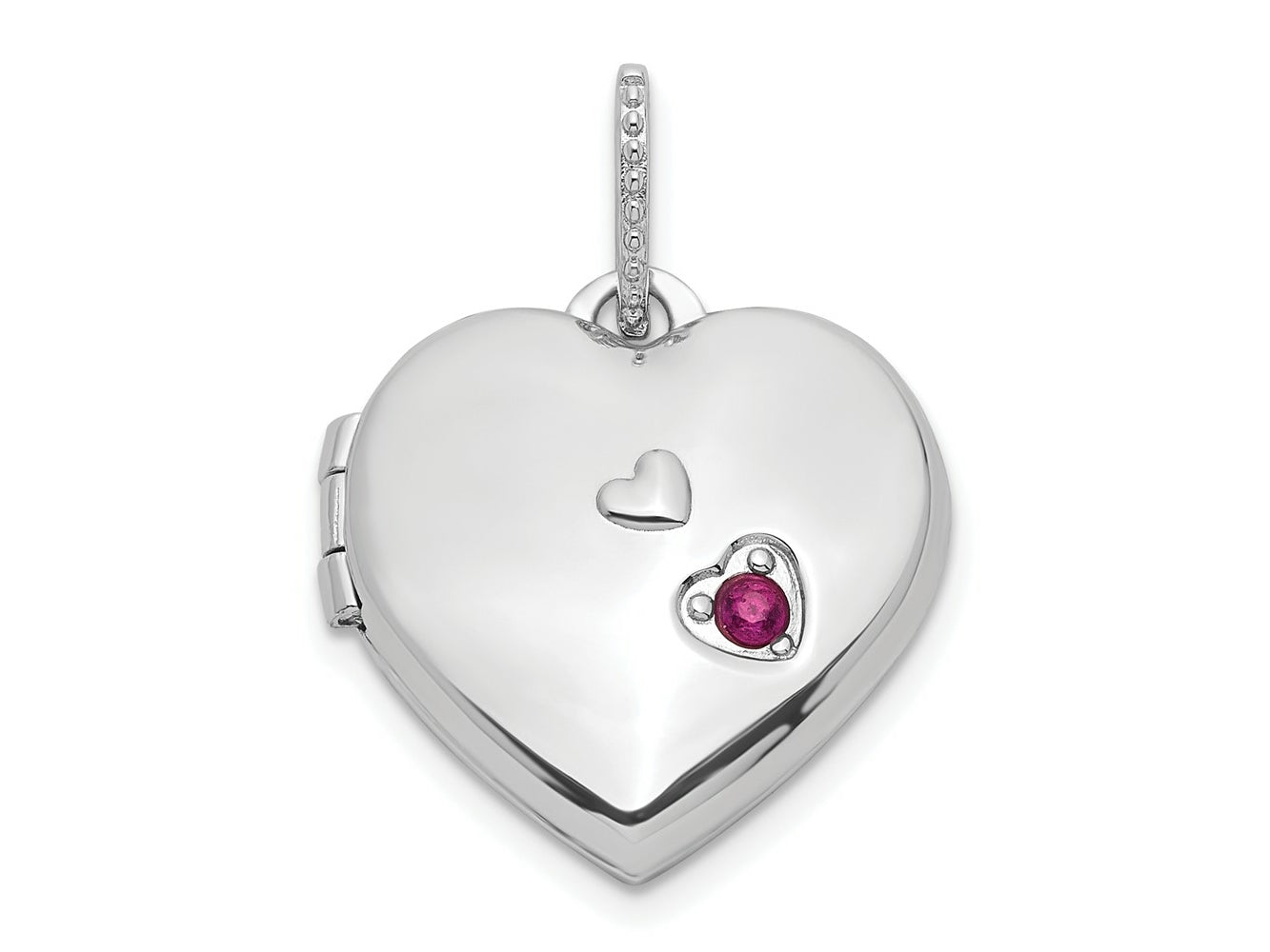 FJC Finejewelers 925 Sterling Silver Rhodium Plated Lab Created Ruby Heart Charm Locket 20 x 15 mm
