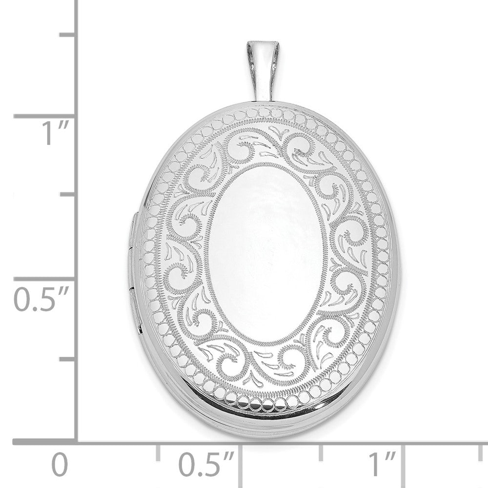 FJC Finejewelers 925 Sterling Silver Rhodium Plated Paisley Border 26x Oval Charm Locket 31 x 20 mm