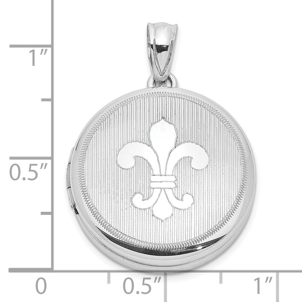 FJC Finejewelers 925 Sterling Silver Rhodium Plated Fleur de Lis Round Charm Locket 28 x 20 mm