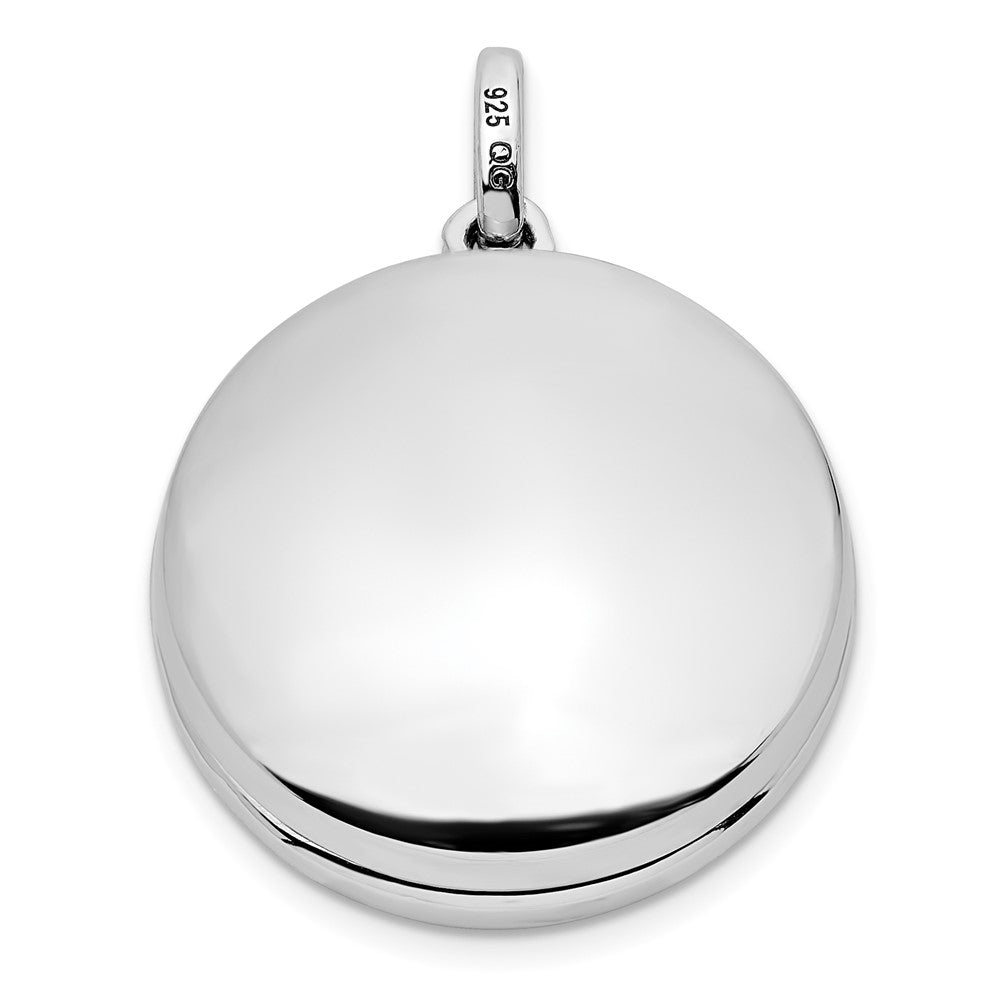 FJC Finejewelers 925 Sterling Silver Rhodium Plated CZ Stars Swing Charm Locket 27 x 20 mm