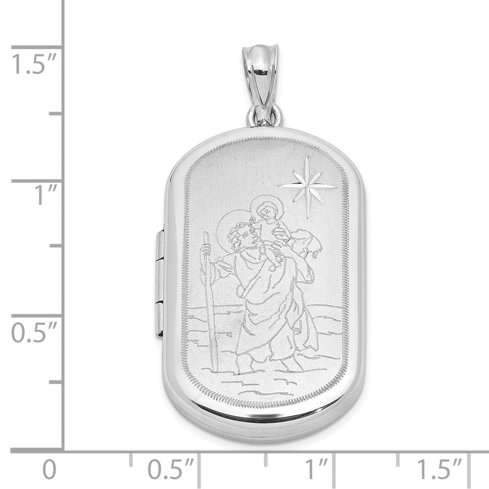 FJC Finejewelers 925 Sterling Silver d Satin St. Christopher Rectangle Charm Locket 38 x 19 mm