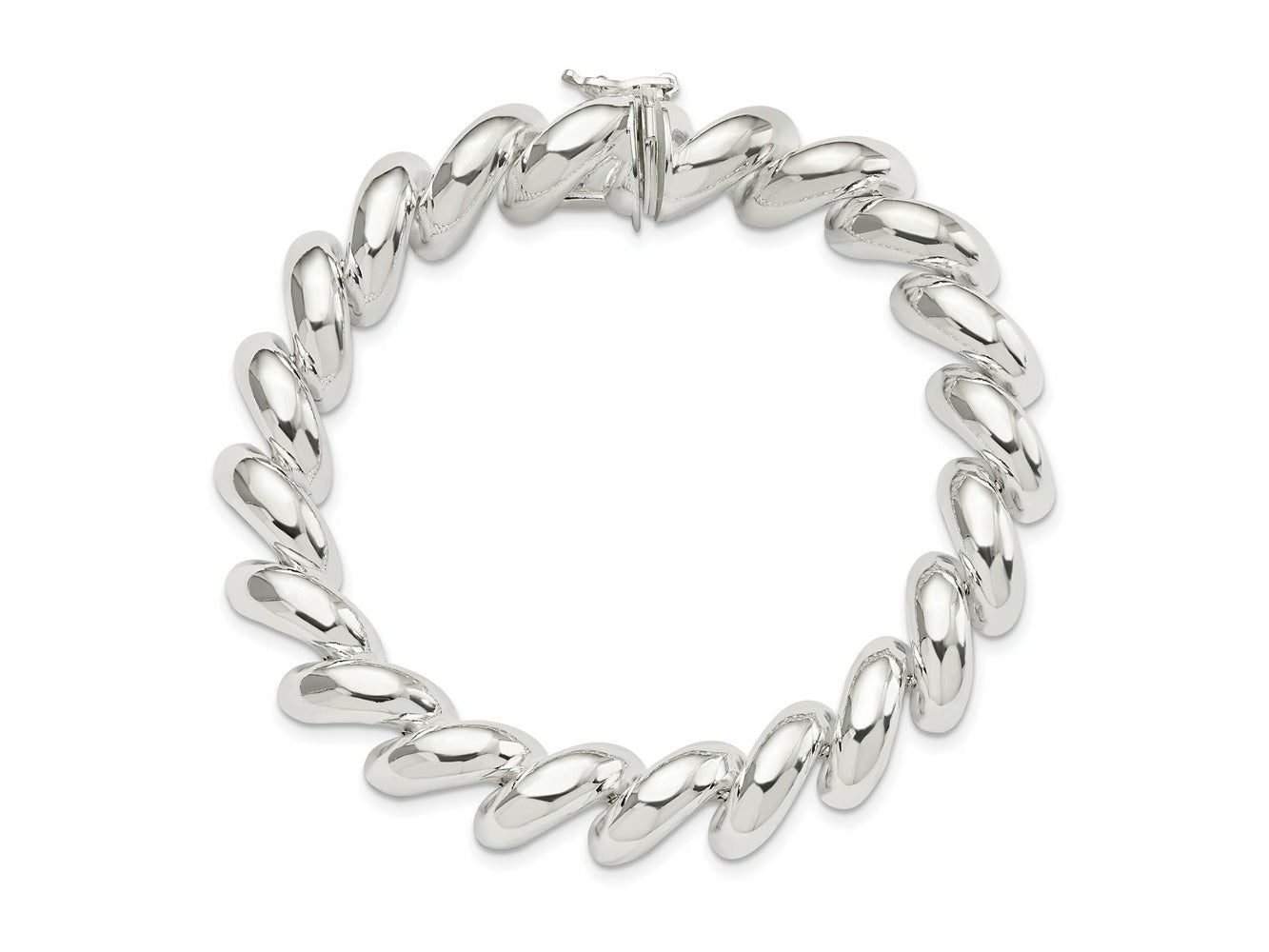FJC Finejewelers 925 Sterling Silver Link San Marco Bracelet 8 Inches x 12 mm