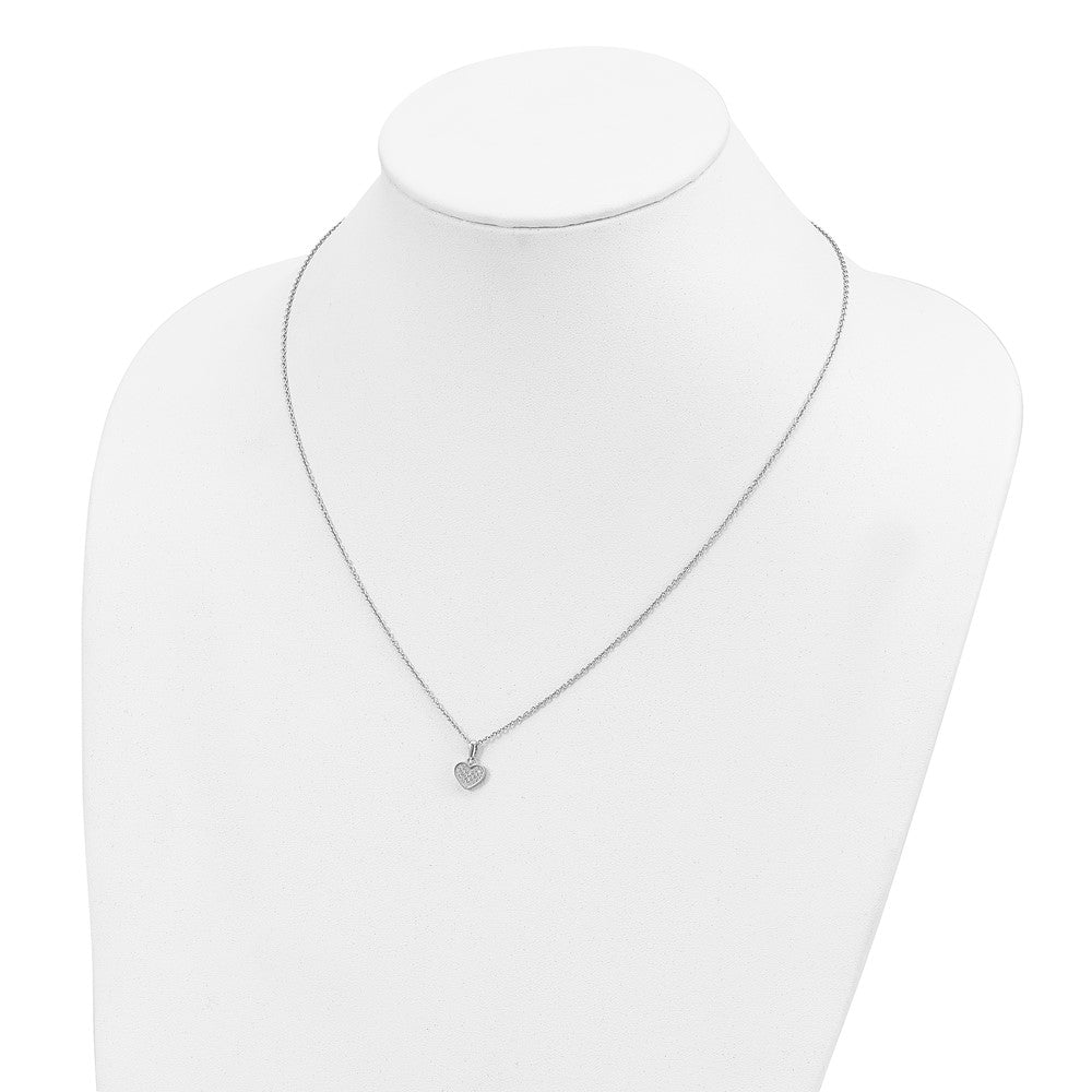 FJC Finejewelers 925 Sterling Silver Cable Brilliant Embers  CZ Heart with 2in ext Necklace 18 Inches x 8 mm