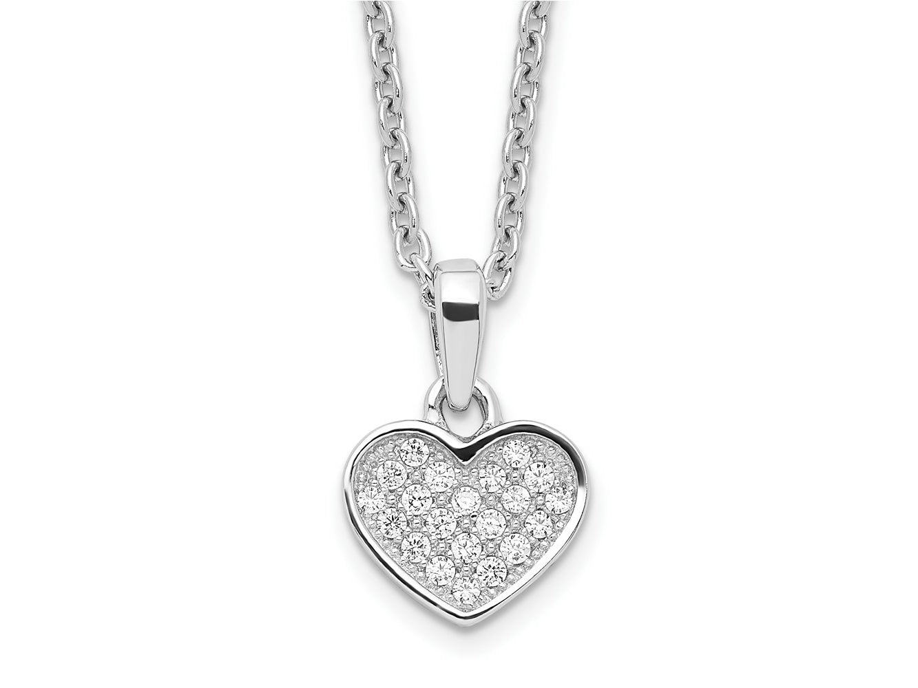 FJC Finejewelers 925 Sterling Silver Cable Brilliant Embers  CZ Heart with 2in ext Necklace 18 Inches x 8 mm