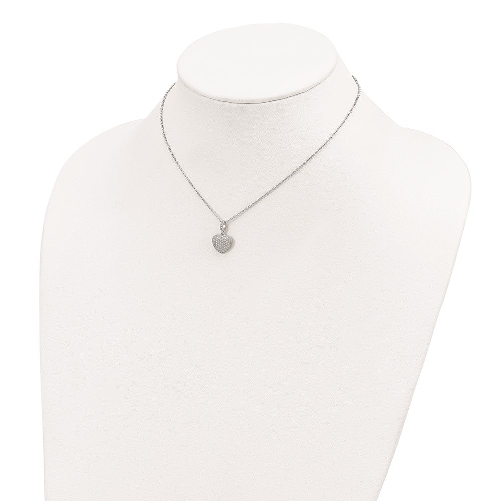 FJC Finejewelers 925 Sterling Silver Brilliant Embers CZ Heart Necklace 18 Inches x 11 mm