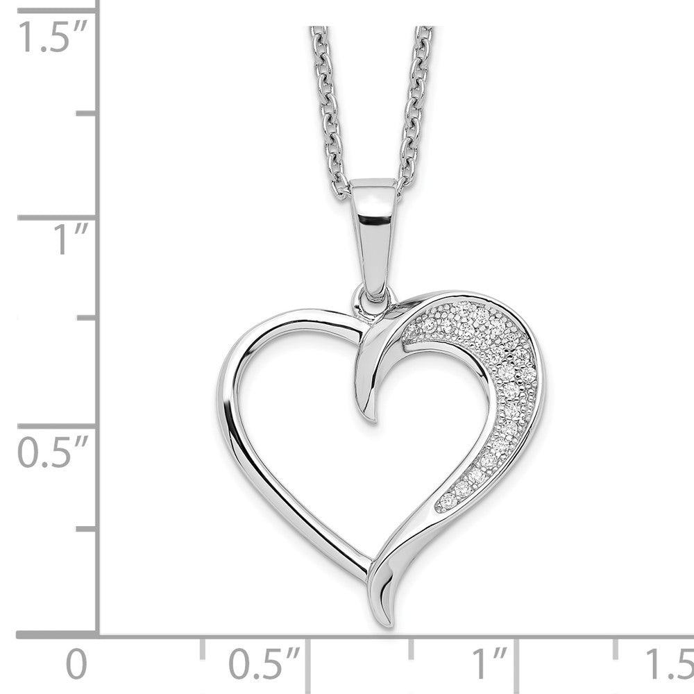 FJC Finejewelers 925 Sterling Silver Cable Brilliant Embers  CZ Polished Heart Necklace 18 Inches x 20 mm