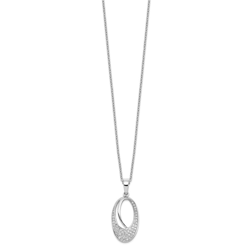 FJC Finejewelers 925 Sterling Silver Cable Brilliant Embers  CZ Oval Necklace 20 Inches x 14 mm