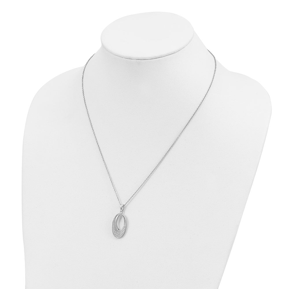 FJC Finejewelers 925 Sterling Silver Cable Brilliant Embers  CZ Oval Necklace 20 Inches x 14 mm