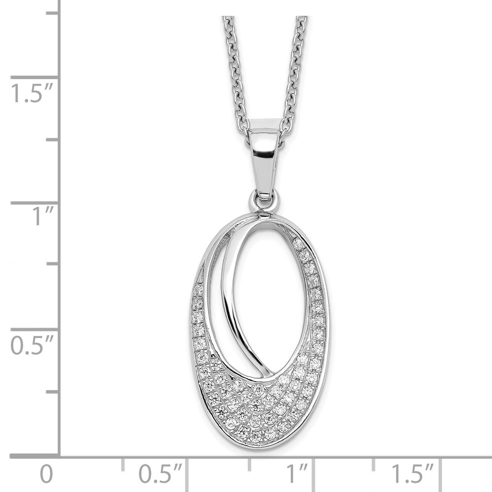 FJC Finejewelers 925 Sterling Silver Cable Brilliant Embers  CZ Oval Necklace 20 Inches x 14 mm
