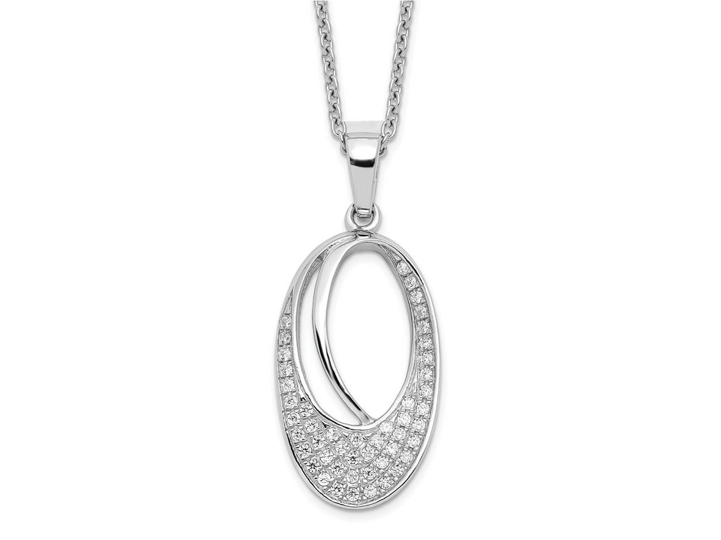 FJC Finejewelers 925 Sterling Silver Cable Brilliant Embers  CZ Oval Necklace 20 Inches x 14 mm