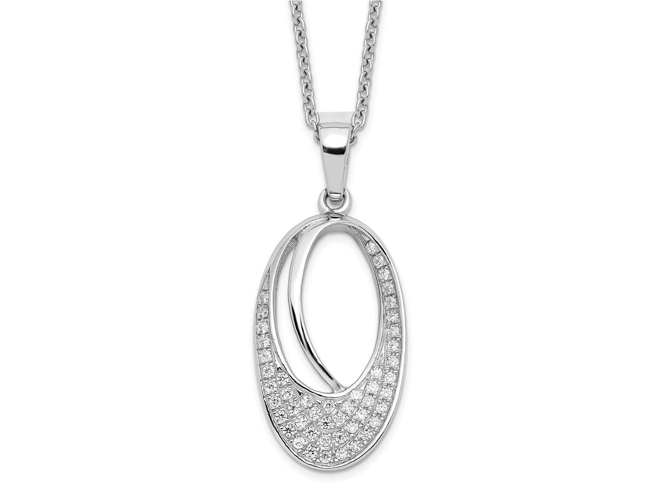 FJC Finejewelers 925 Sterling Silver Cable Brilliant Embers  CZ Oval Necklace 20 Inches x 14 mm
