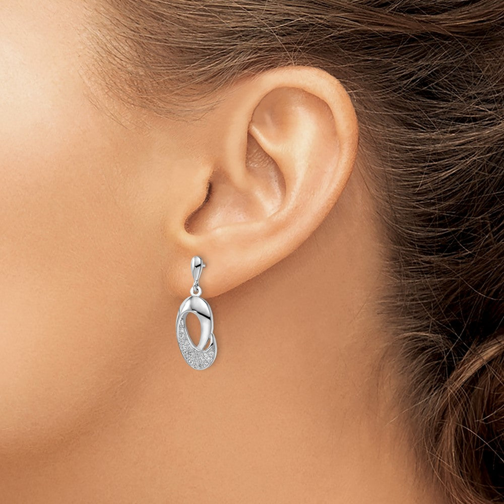 FJC Finejewelers 925 Sterling Silver Brilliant Embers Rhodium Plated CZ Dangle Post Earrings 23 x 10 mm