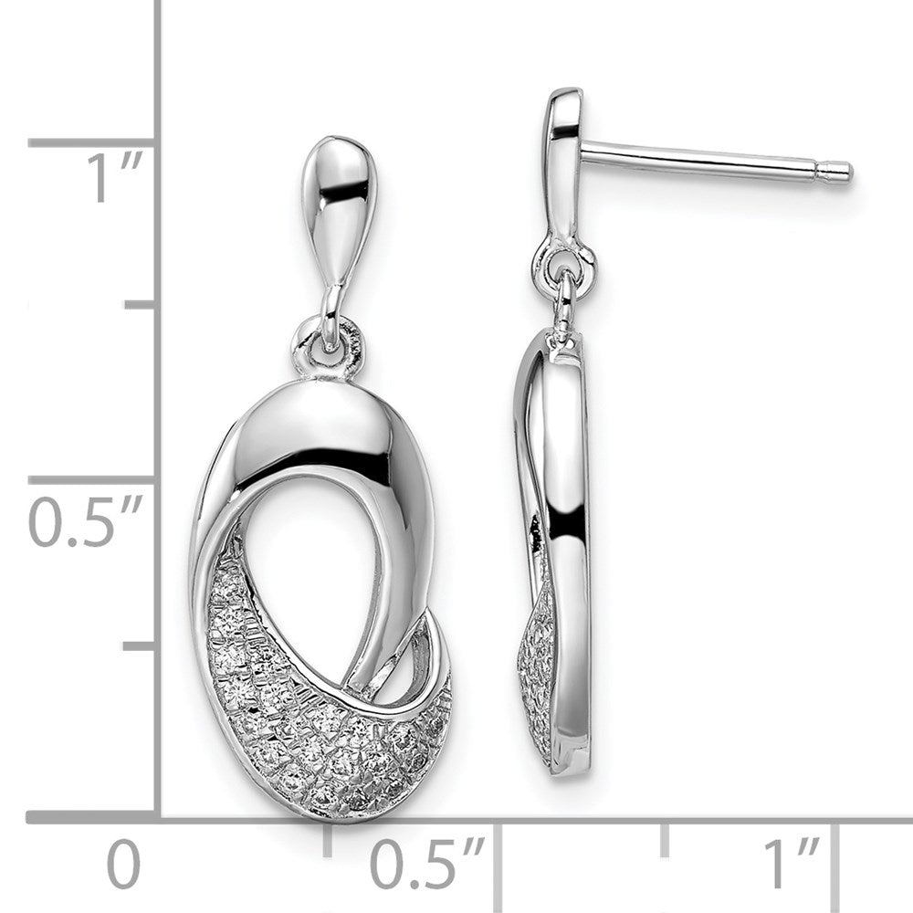 FJC Finejewelers 925 Sterling Silver Brilliant Embers Rhodium Plated CZ Dangle Post Earrings 23 x 10 mm